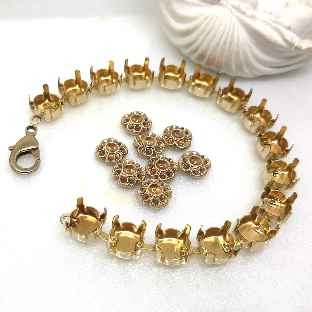 8mm Empty Cup Chain Bracelet Setting Raw Brass Chain Bracelet 7,5 Inch