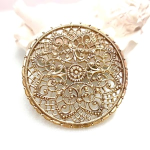 Filigree brass stamping Large round European filigree brass stamping Jewelry making brass supplies Decor stamping set of 1 pc