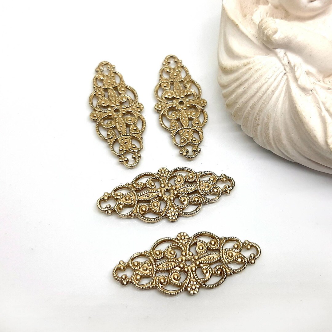 Filigree Brass Stamping Jewelry Making Connector Raw Brass - Etsy