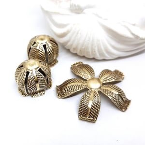 4 pcs Large brass bell stamping flower stamping Jewelry making brass stamping