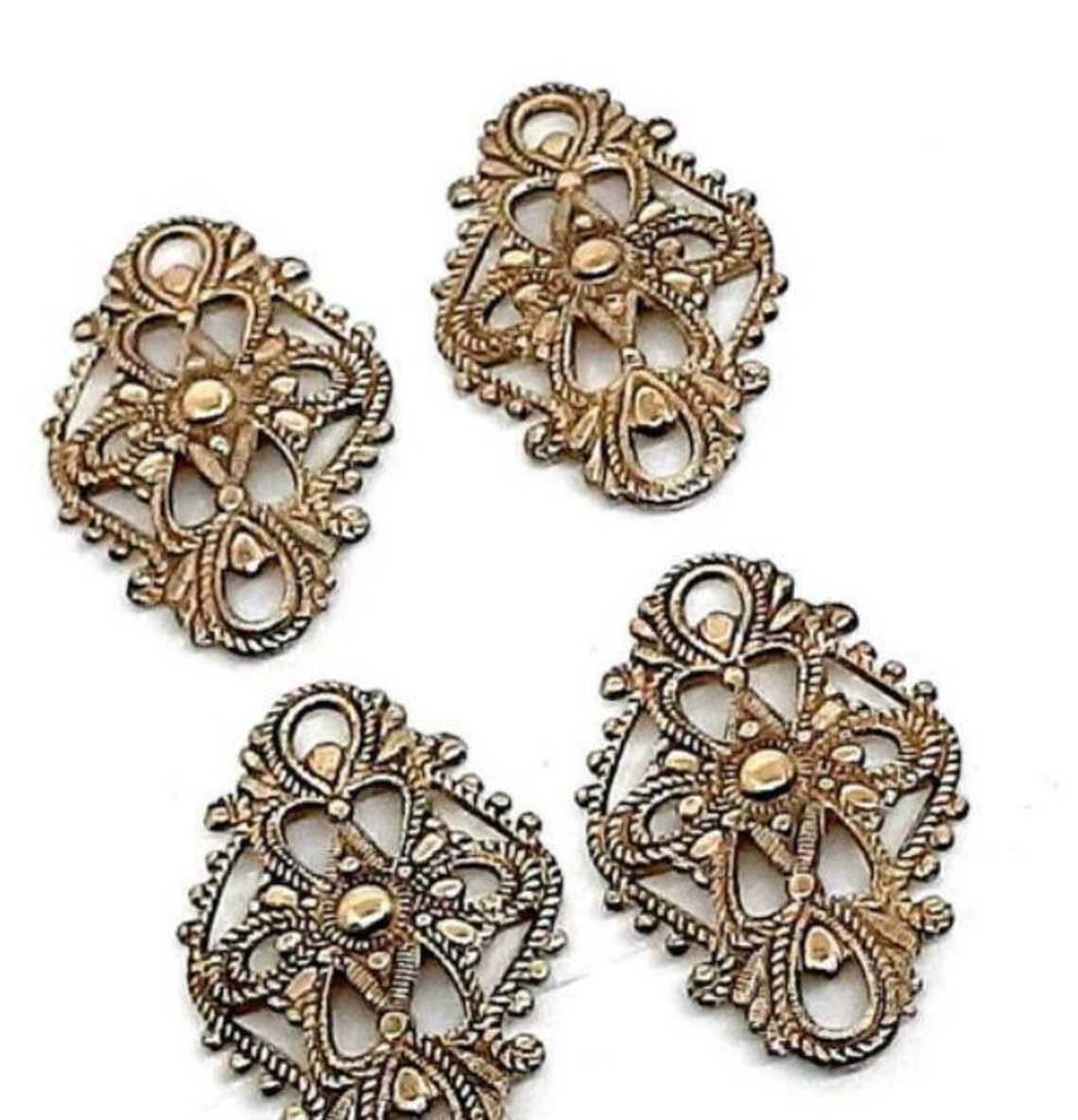 Filigree Brass Stamping Jewelry Making Connector Raw Brass Etsy