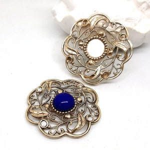 Brass Art Deco Stamping Frame: 30mm Round Cabochon Setting (2 pc)