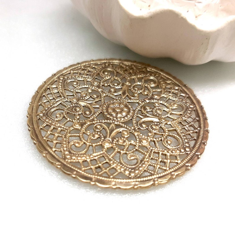 Filigree Brass Stamping Large Round European Filigree Brass Etsy