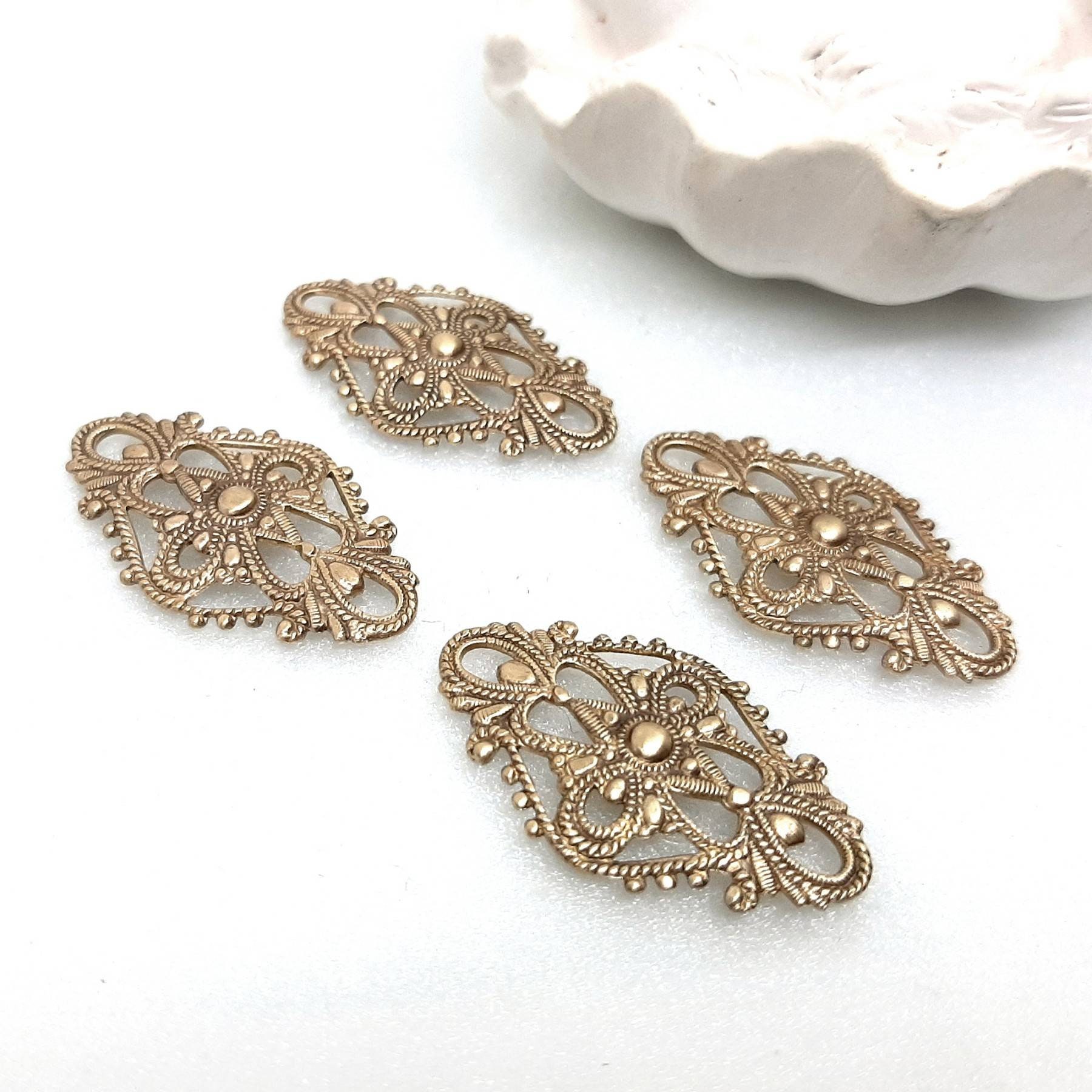 Filigree Brass Stamping Jewelry Making Connector Raw Brass - Etsy