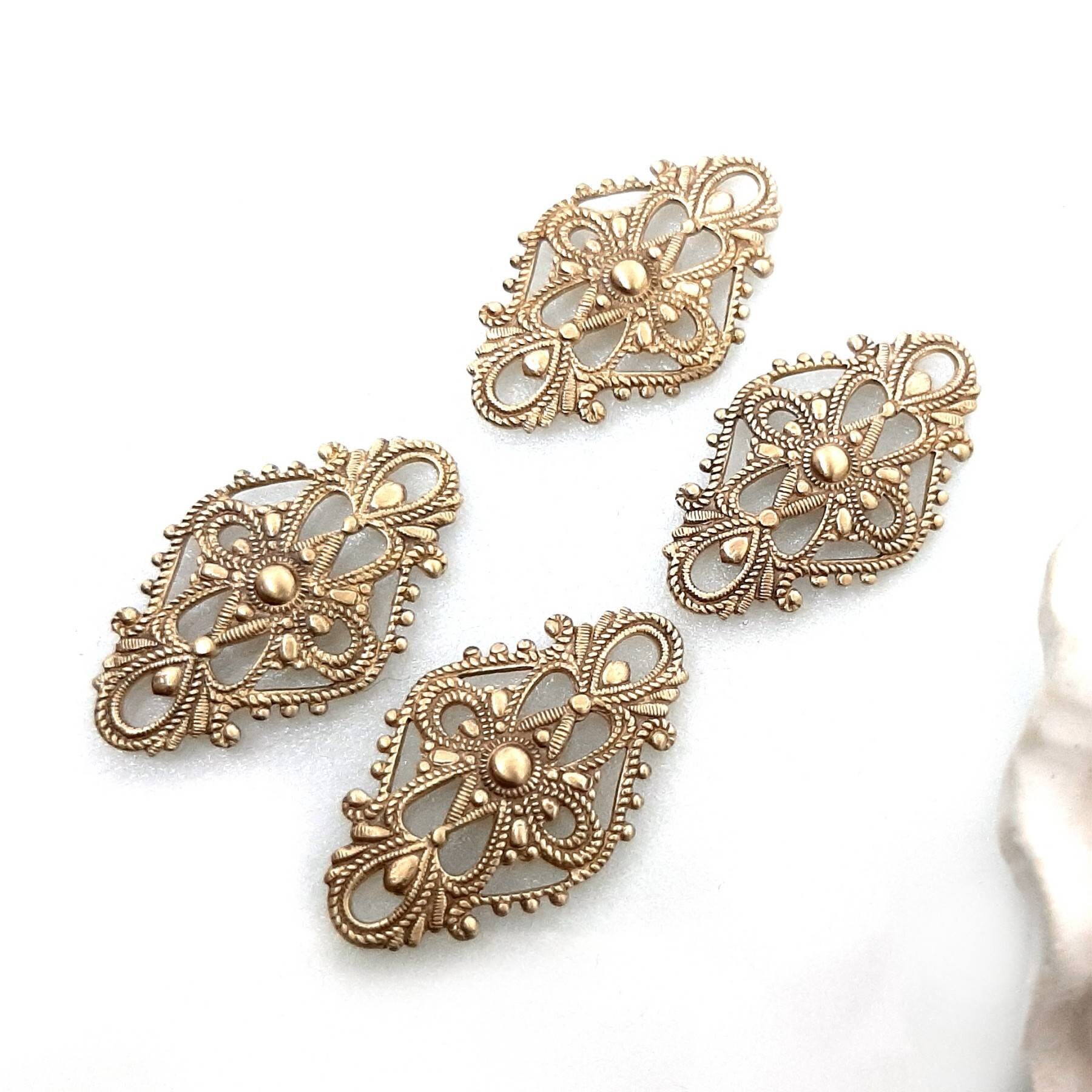 Filigree Brass Stamping Jewelry Making Connector Raw Brass - Etsy