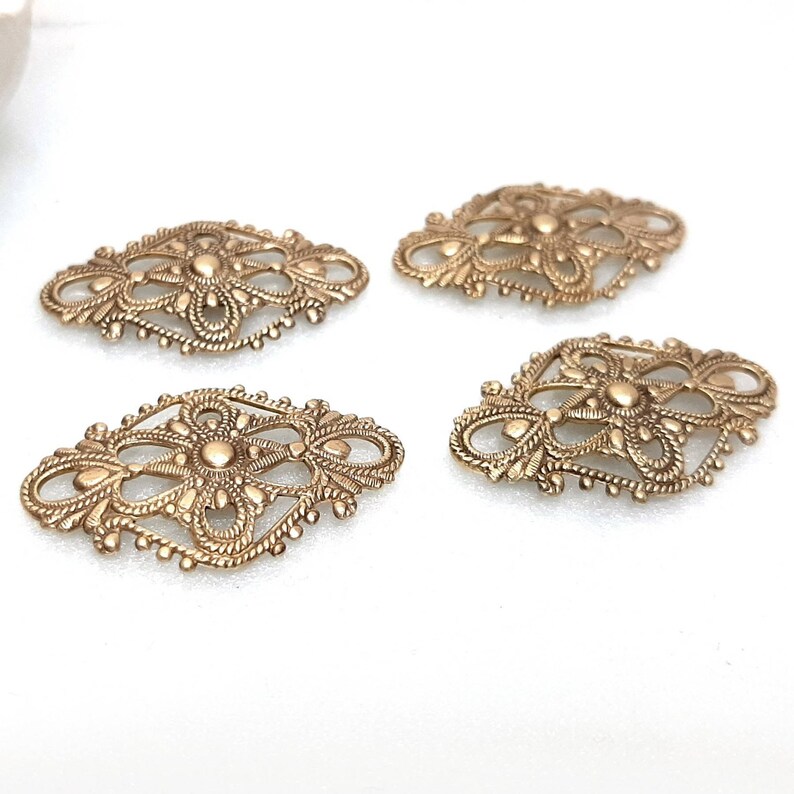 Filigree Brass Stamping Jewelry Making Connector Raw Brass Etsy