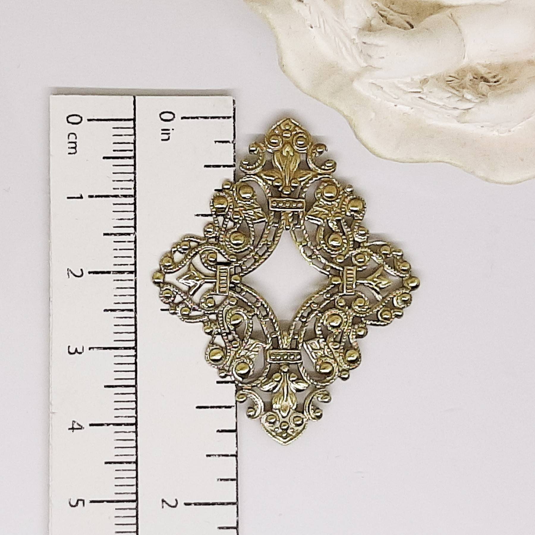 Large Brass Frame With Victorian Style Rhombus Frame Floral - Etsy