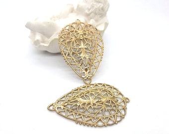 Filigree Teardrop Brass Stampings: European Style (Set of 2)