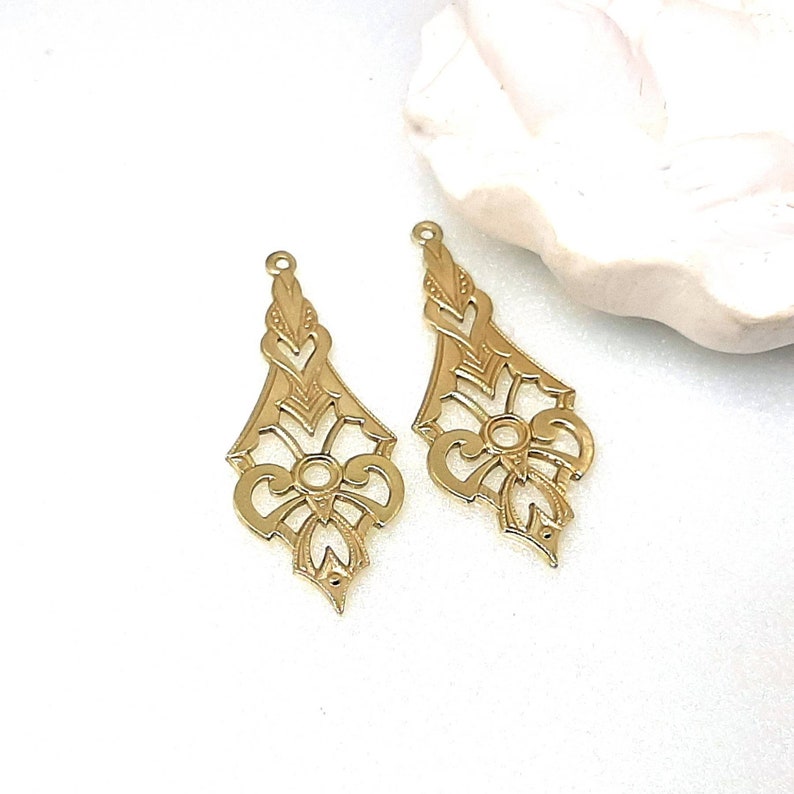 Filigree Teardrop Brass Stamping Drop Filigree Czech Filigree - Etsy