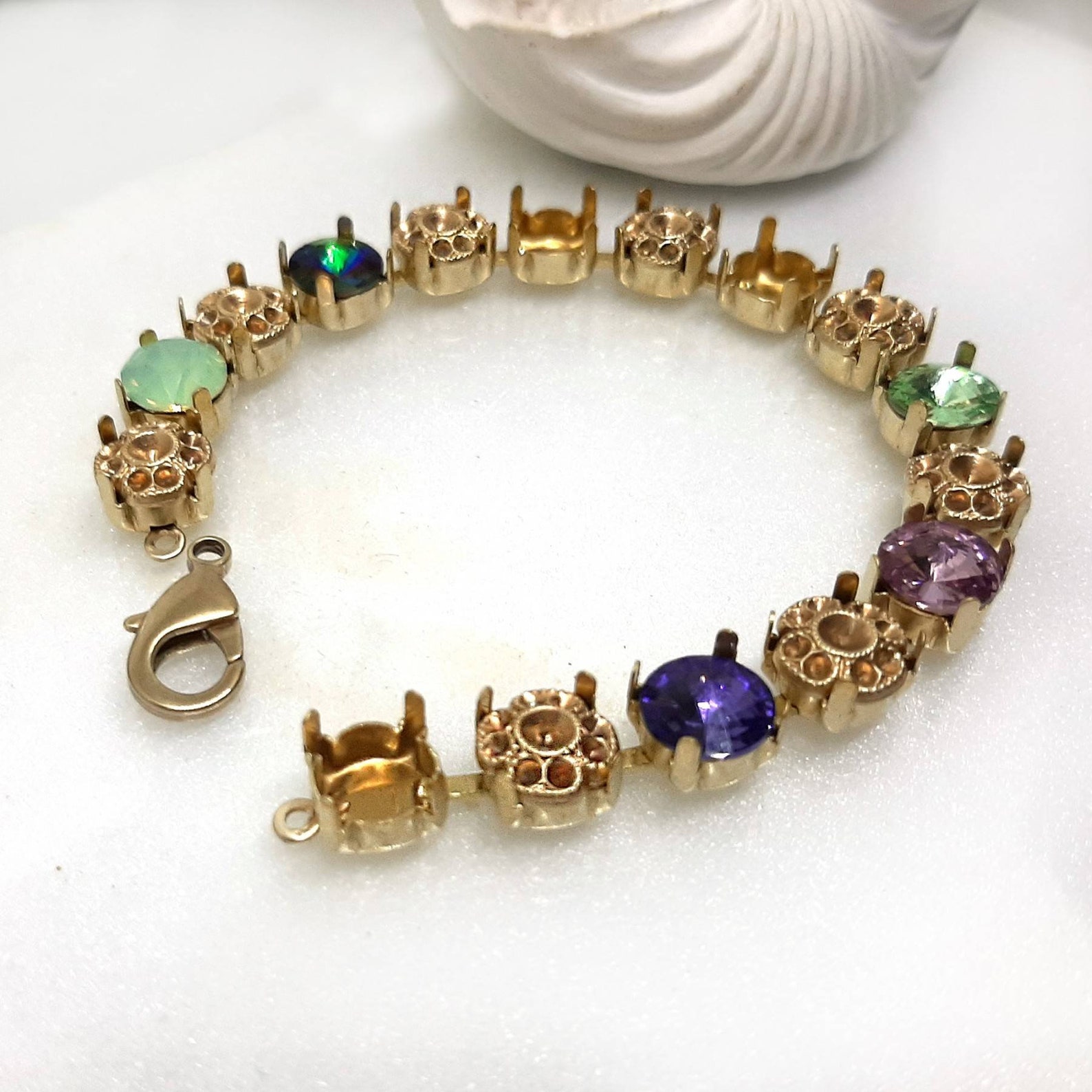 8mm Empty Cup Chain Bracelet Setting Raw Brass Chain Bracelet 7,5 Inch