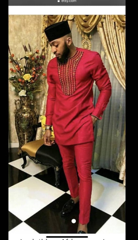 Bespoke Men/'s Dashiki Burgundy Africa men clothing Dashiki Shirt Gift Africa Groomsmen Wedding Suit African Wear Gift