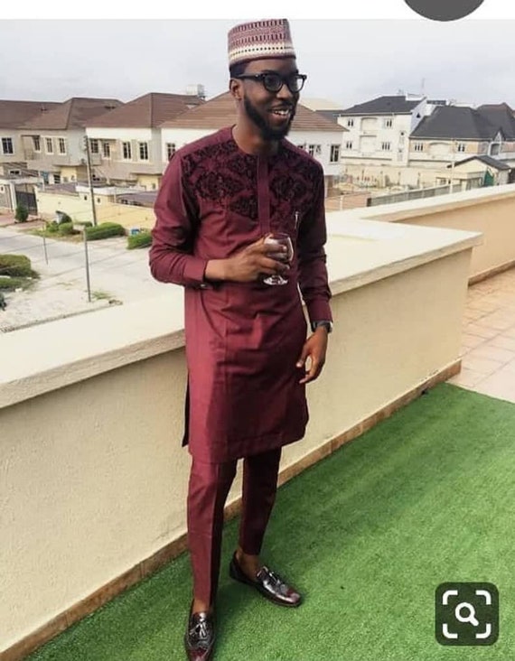 Bespoke Men/'s Dashiki Burgundy Africa men clothing Dashiki Shirt Gift Africa Groomsmen Wedding Suit African Wear Gift