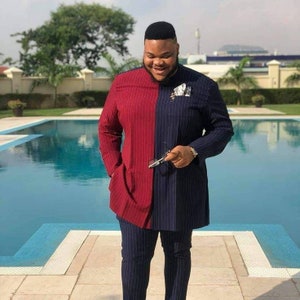Bespoke Men/'s Dashiki Burgundy Africa men clothing Dashiki Shirt Gift Africa Groomsmen Wedding Suit African Wear Gift