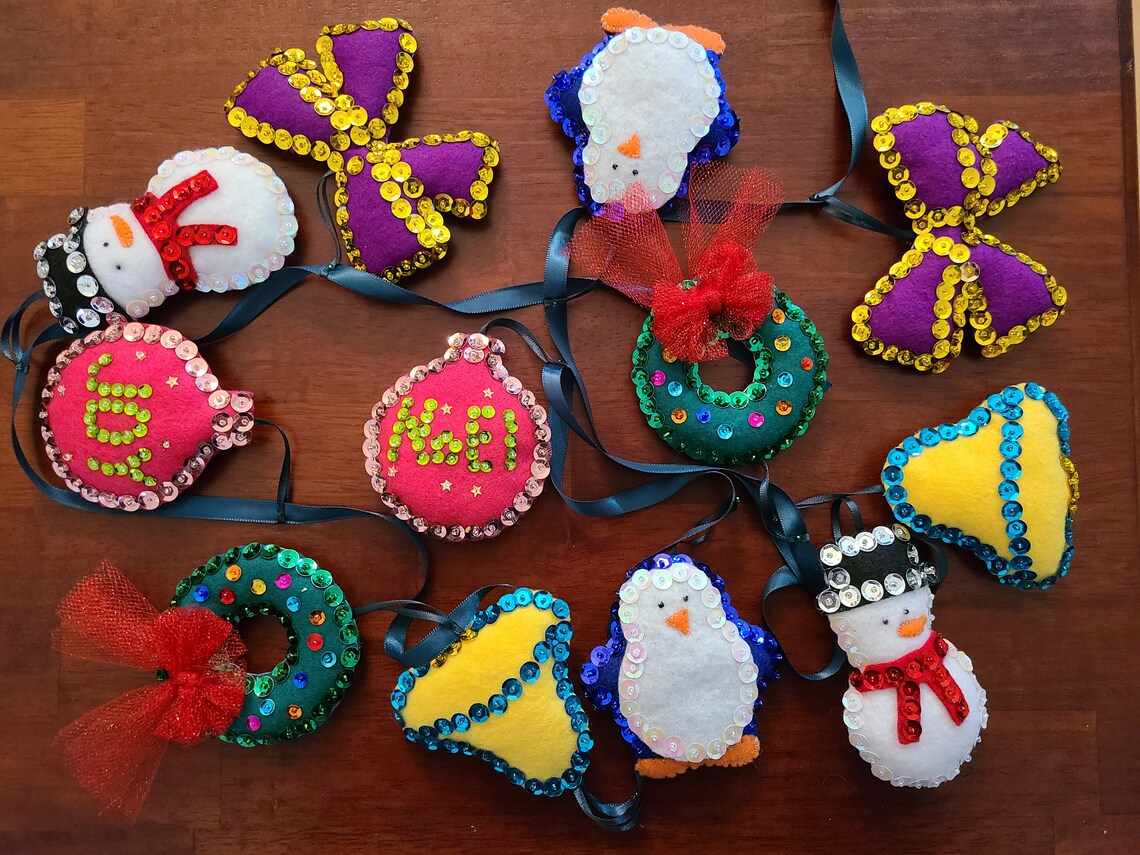 Felt Christmas Garland Christmas Felt Ornaments Felt | Etsy