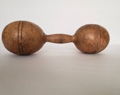 Antique Wooden Dumbbell Victorian Era Hand turned. Free Shipping.