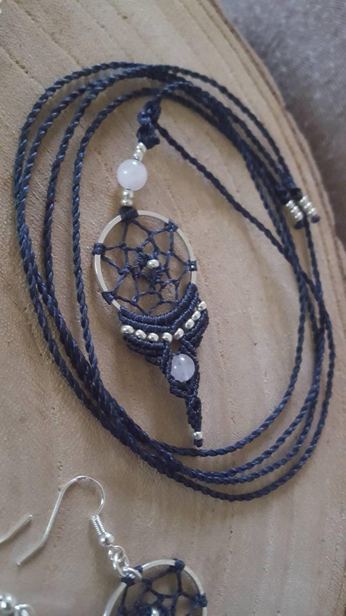Set Collier Et Boucles D'oreilles Fait Main - Agate Rayée Et Cristal Swarovski, Plaqué Argent