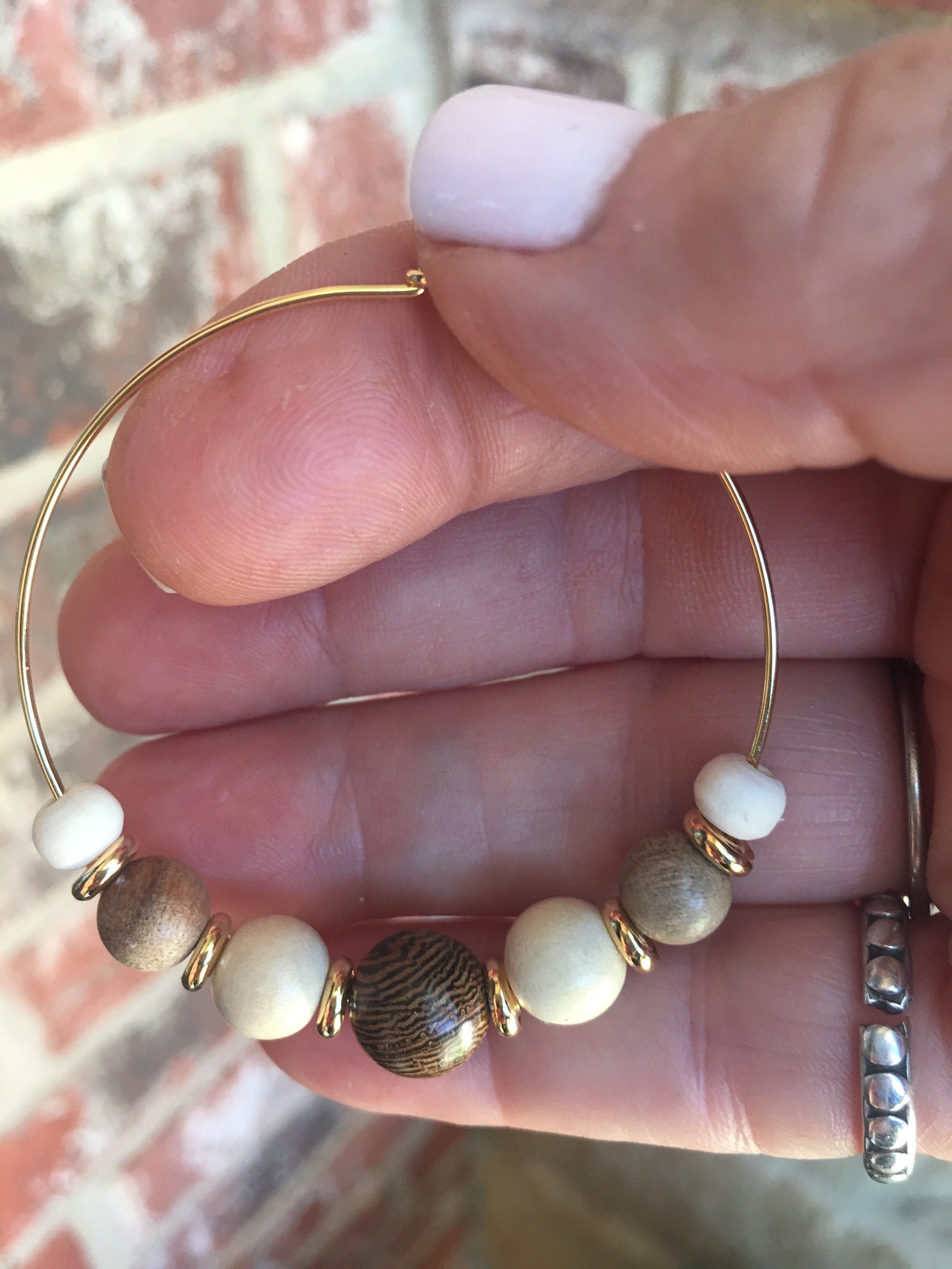 Multi Wooden Bead Hoop Earrings Etsy