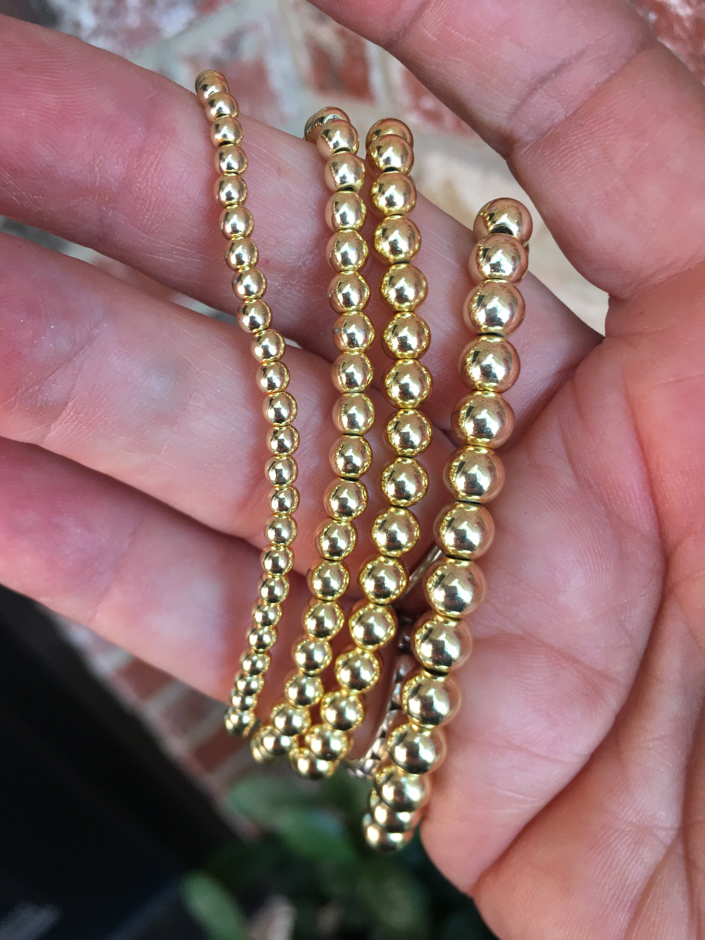 4 Gold Bead Bracelet Stack Etsy