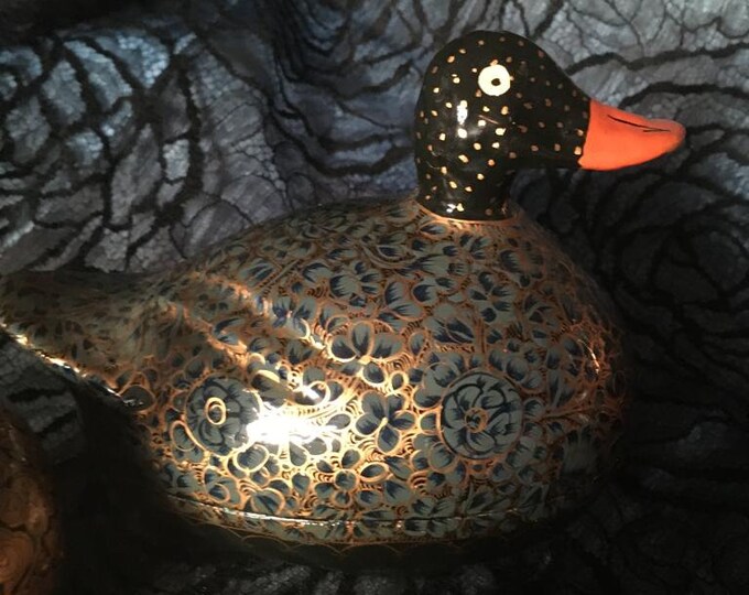 Carved Wooden Duck Box Etsy