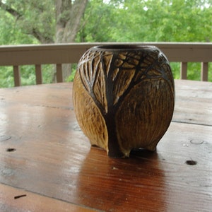 Round Ceramic Vase with Tree Decoration
