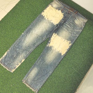 Jeans vintage Baggy Jeans Akoo, délavé à l&#39;acide Distress, jambe large IfsixWasNine Hysterics Evisu Ppfm Tornado Mart Undercover Kapital taille 42