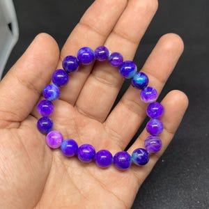 Pink Purple Sugilite Bead Bracelet: Natural Gemstone, 10-8mm