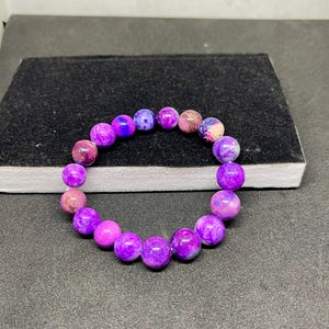 Natural Sugilite Bead Bracelet: Pink Purple Gemstone (10-11mm)