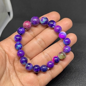 Pink Purple Sugilite Bead Bracelet: Natural Gemstone Jewelry (12-9MM, 123 Ct.)