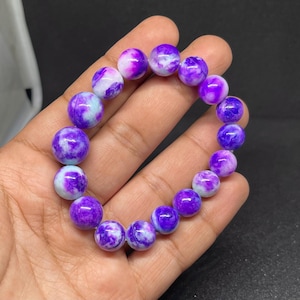 Pink Purple Sugilite Bead Bracelet: Natural Gemstone (14-10.MM, 167.Ct