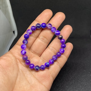 8MM Sugilite Bead Bracelet: Pink Purple Crystal, 87 Ct