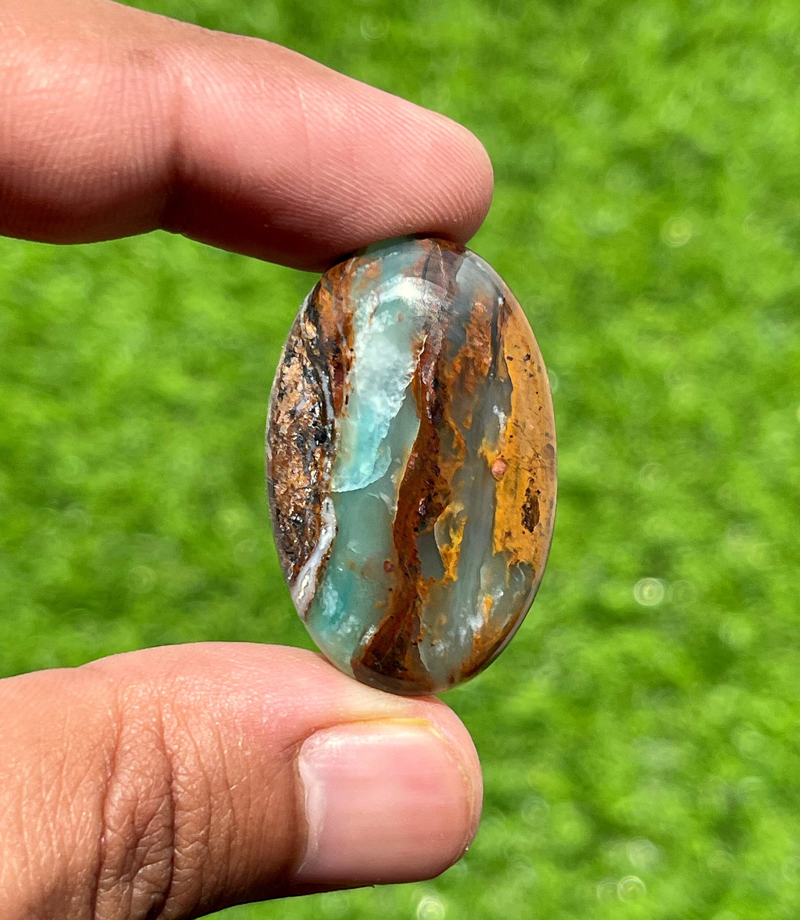 Rare Peruvian blue opal cabochons