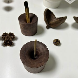 Minimalist Scandinavian Wood Turned Candlestick and Incense Holder