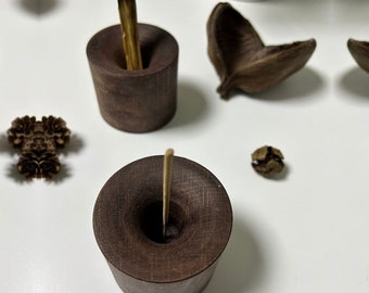 Minimalist Scandinavian Wood Turned Candlestick and Incense Holder