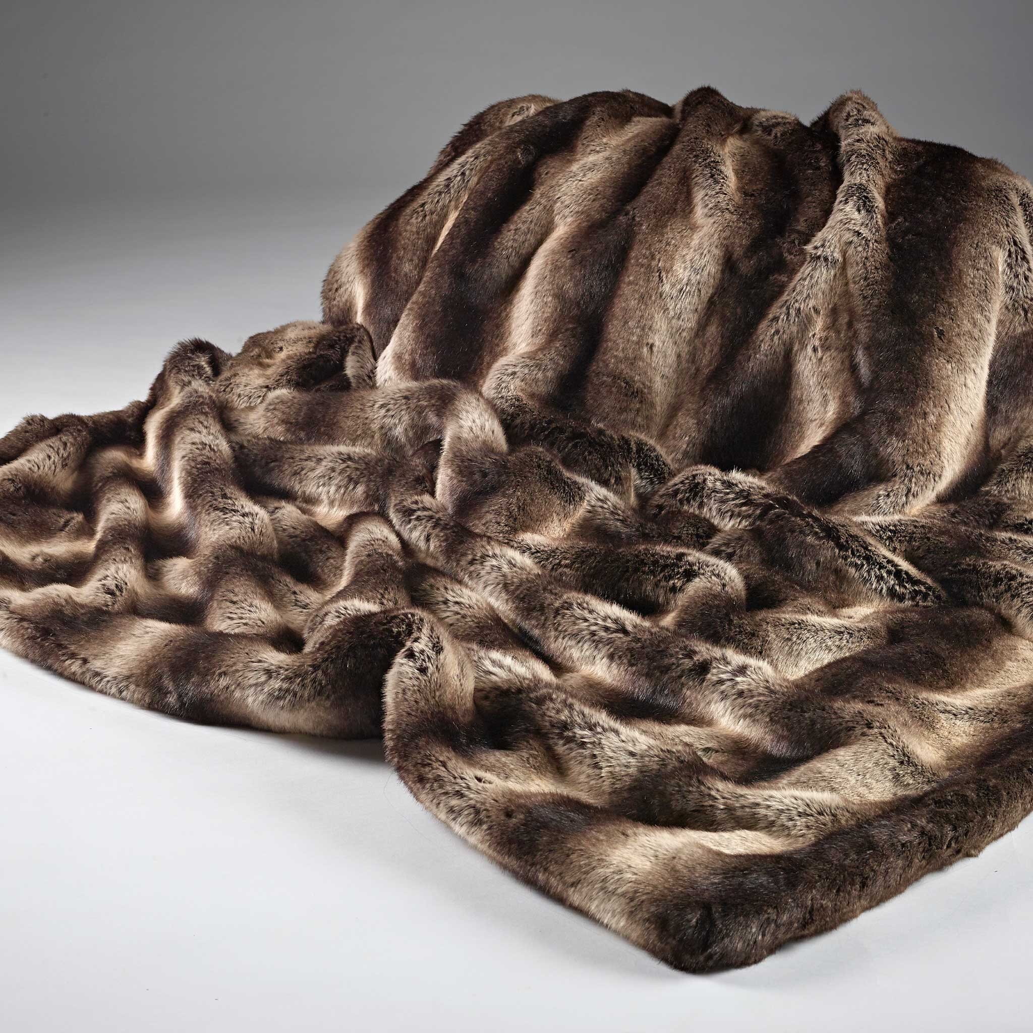 Brown Faux Fur Throw Chinchilla Large Luxury Throw Bed | Etsy