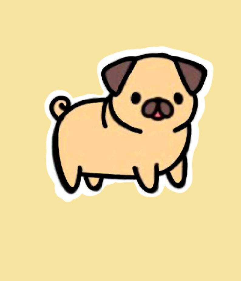 Pug Dog Sticker Vinyl Waterproof Laptop Water Bottle Etsy