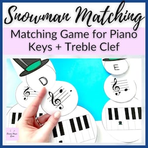 Snowman Piano Matching Game Winter Music Activity for Kids for Music Centers, Piano Lessons, Homeschool Music Class, or Elementary Music