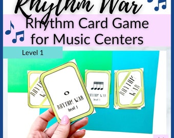Rhythm War Music Card Game Level 1 for Piano Lessons, Homeschool Music Class, or Elementary Music
