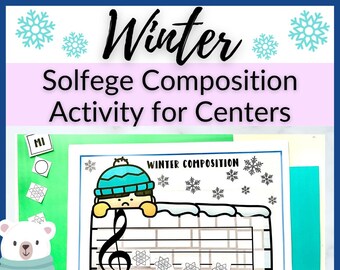 Winter Solfege Composition Activity for Elementary Music Centers for Piano Lessons, Homeschool Music Class