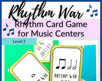 Jeu de cartes Rhythm War Music niveau 2 pour leçons de piano, cours de musique à la maison ou musique pour primaire