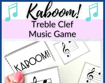 Treble Clef Kaboom // Centers Game for Elementary Music for Piano Lessons, Homeschool Music Class, or Elementary Music