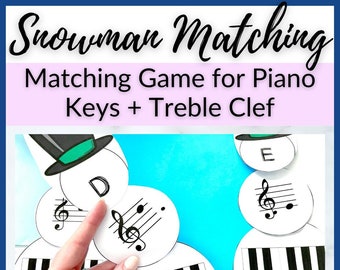 Snowman Piano Matching Game Winter Music Activity for Kids for Music Centers, Piano Lessons, Homeschool Music Class, or Elementary Music