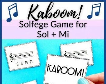Sol Mi Kaboom! // Gioco di solfeggio stampabile per centri di musica elementare per lezioni di pianoforte, lezioni di musica homeschool o musica elementare