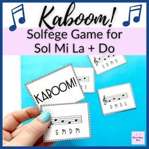 Sol Mi La Do Kaboom! // Printable solfege game for Elementary Music Centers for Piano Lessons, Homeschool Music Class, or Elementary Music