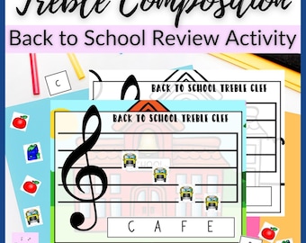 Zurück zur Schule Violinschlüssel Kompositionsaktivität für Elementare Musik Mitten Herbst Klavierunterricht, Homeschool Musikklasse
