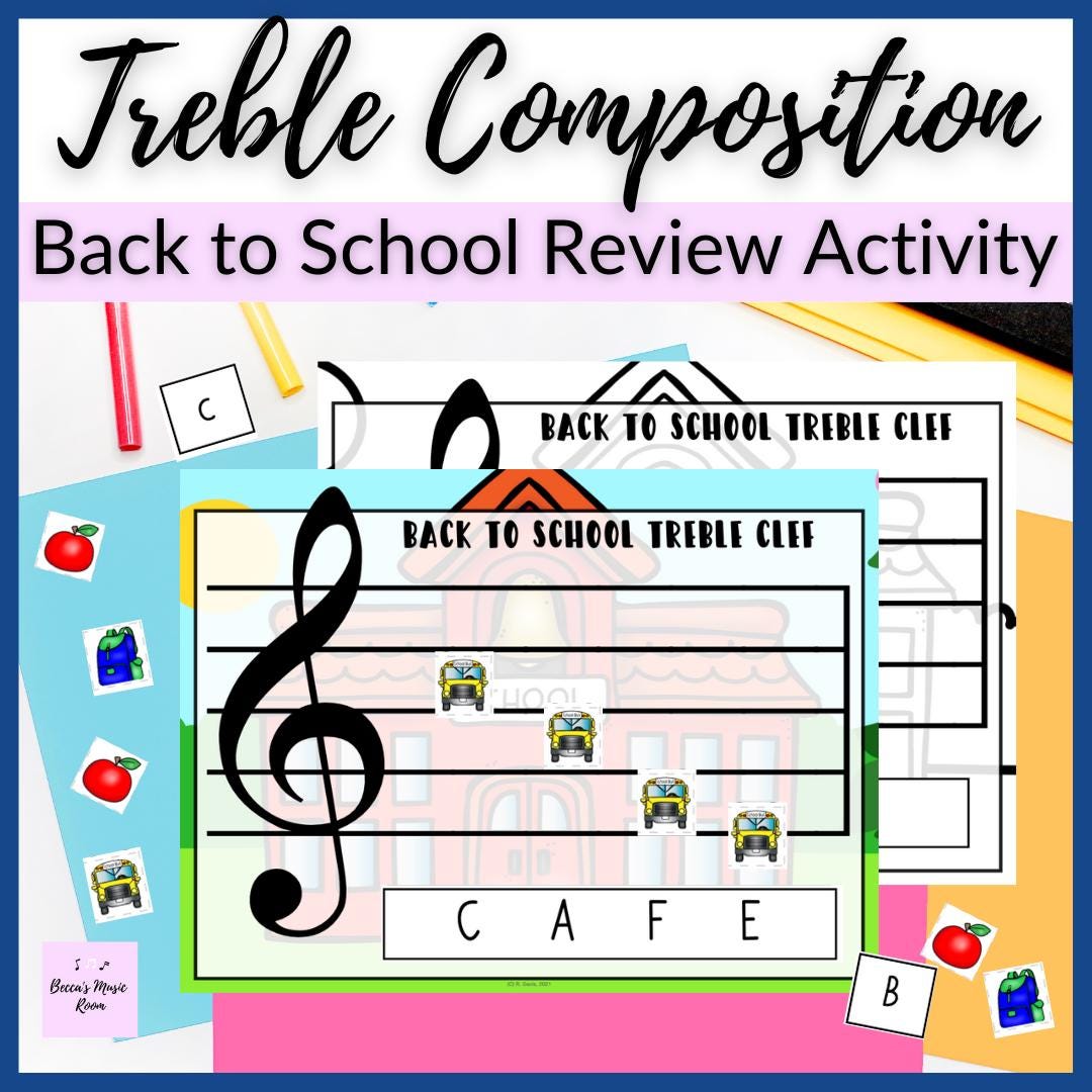 Actividad de composición en clave de sol para el regreso a clases en centros de música de primaria, clases de piano de otoño, clase de música en casa