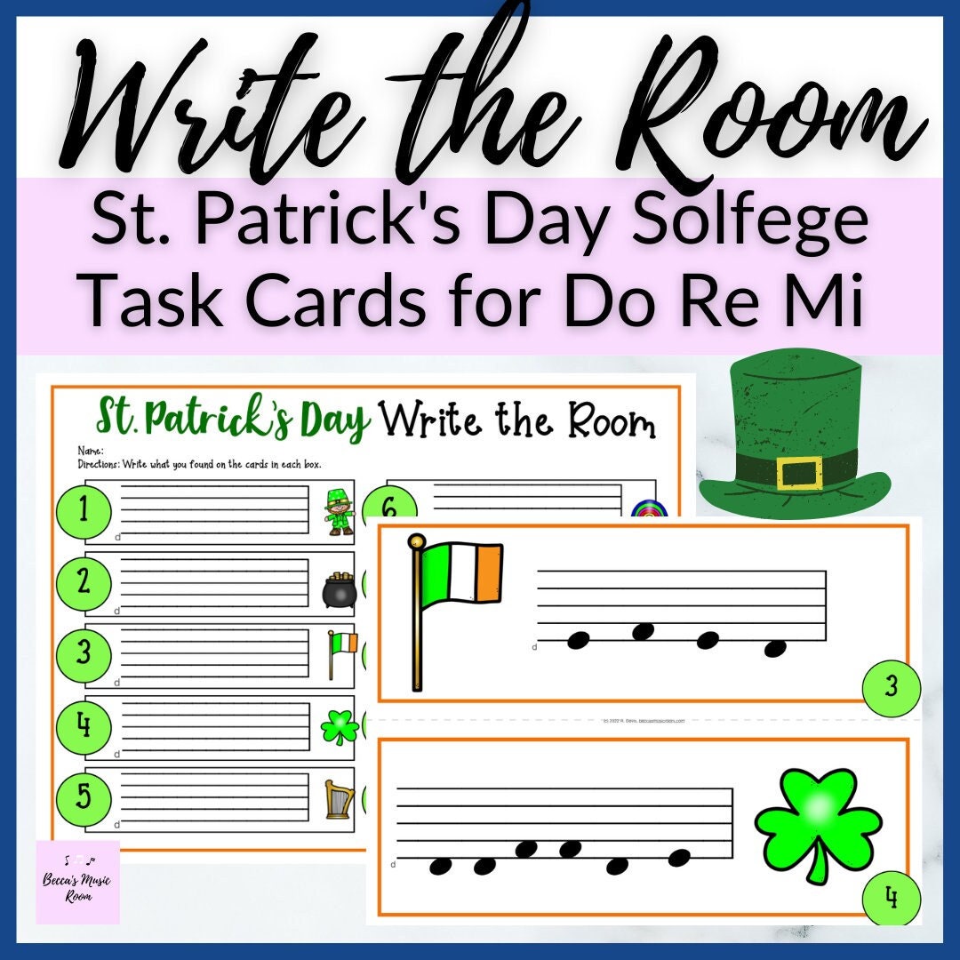 Do Re Mi St. Patrick's Day Write the Room for Solfege Patterns in Spring for Piano Lessons, Homeschool Music Class, or Elementary Music