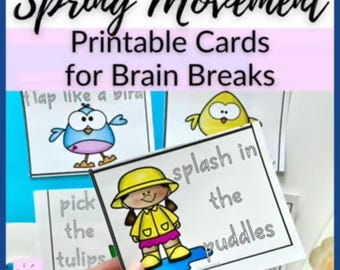 Spring Movement Cards for Elementary Music Class or Brain Breaks Elementary Choir Warm Up  Spring Piano Lessons, Homeschool Music Class