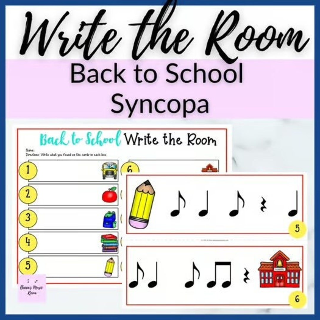 Syncopa ( Eighth Quarter Eighth ) Back to School Rhythm Write the Room ...