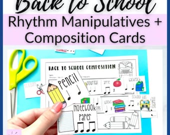 Back to School Printable Rhythm Manipulatives + Composition Activity for Elementary Music Centers, Piano Lessons, Homeschool Music Class