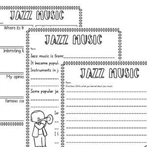 Jazz Printable Activities, Posters, Bulletin Board for Black History ...